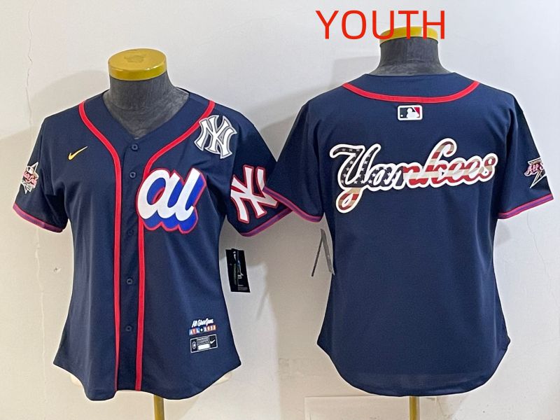 Youth 2025 New York Yankees Blank Drak Blue All star Nike MLB Jersey style 06
